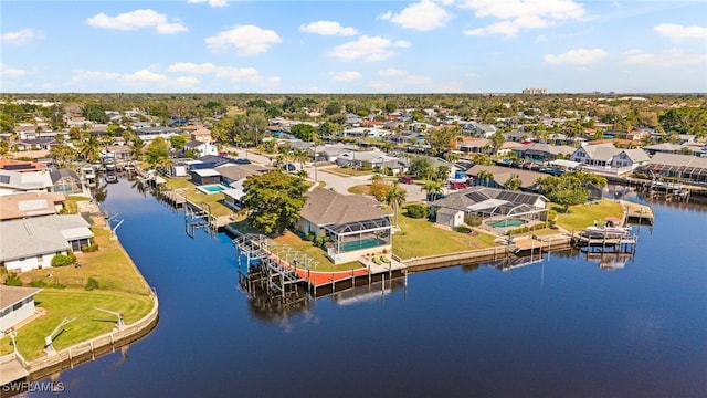 bird's eye view featuring a water view