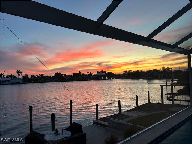 view of dock featuring a water view