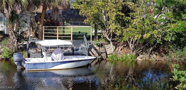 dock area featuring a water view