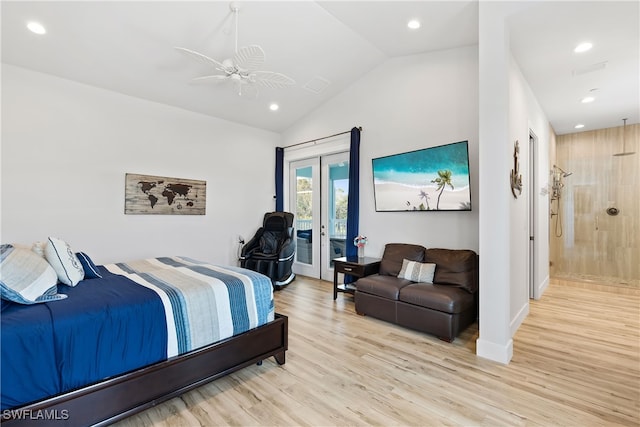 3967 Skyway Dr Unit 14, Naples, FL 34112 - bedroom with access to outside, light wood-style flooring, recessed lighting, ceiling fan, and baseboards