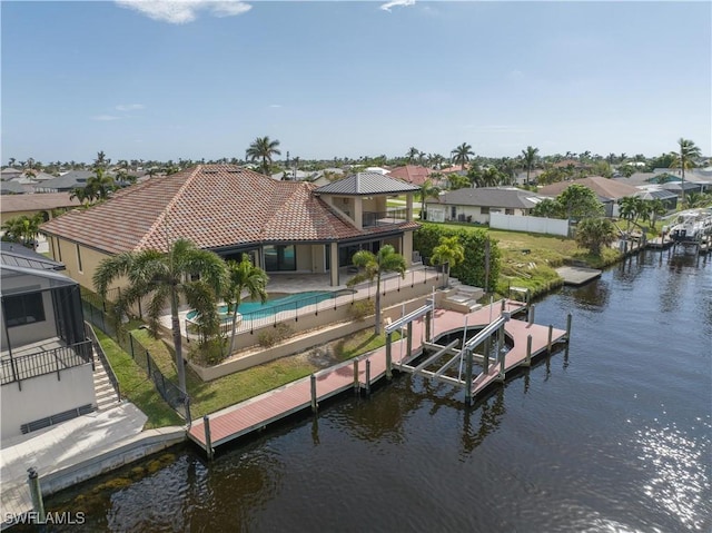 exterior space featuring a water view