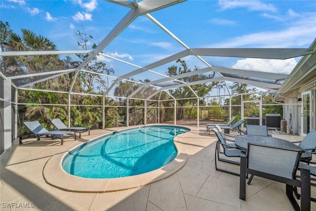 pool with a patio area and a lanai