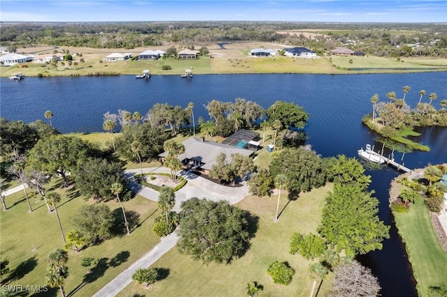 bird's eye view featuring a water view