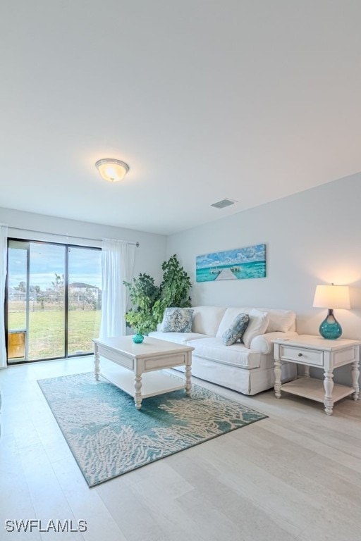 living room with hardwood / wood-style floors