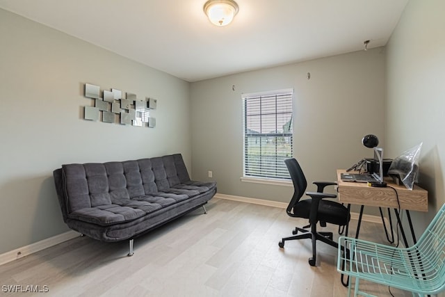 office area featuring light wood-type flooring