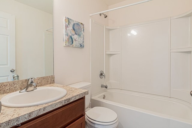 full bathroom featuring vanity, toilet, and shower / bathtub combination