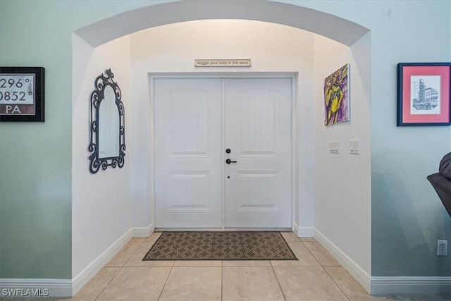 view of tiled entrance foyer