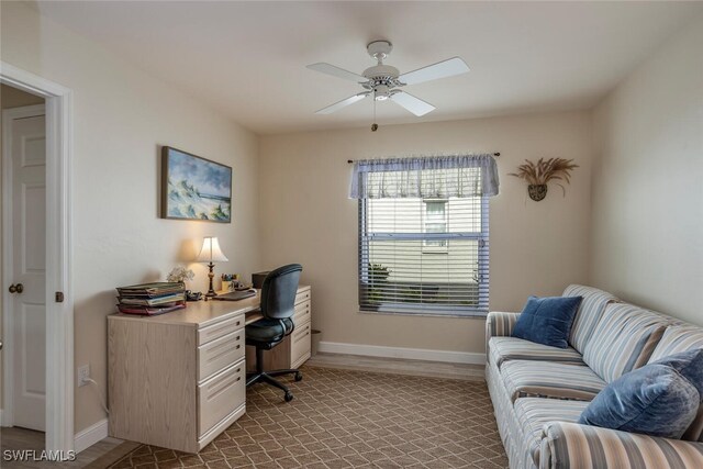 office featuring ceiling fan