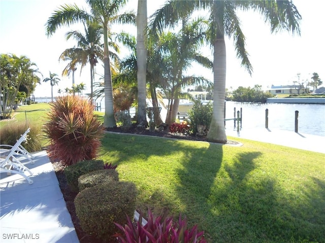 view of yard with a water view