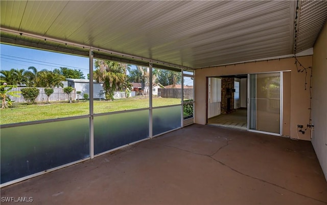 view of unfurnished sunroom