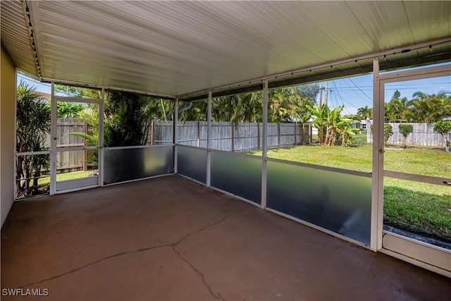 view of unfurnished sunroom