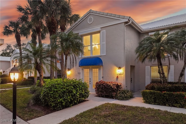 view of front of home with french doors