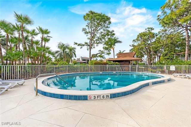 view of swimming pool with a patio