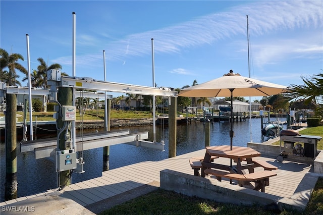 dock area featuring a water view