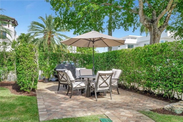 view of patio / terrace featuring a grill