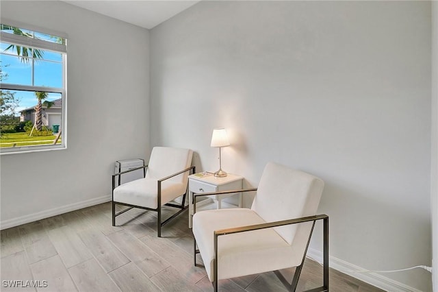 sitting room with light wood-type flooring