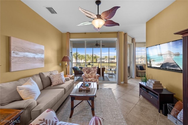 view of tiled living room