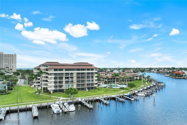 water view featuring a boat dock