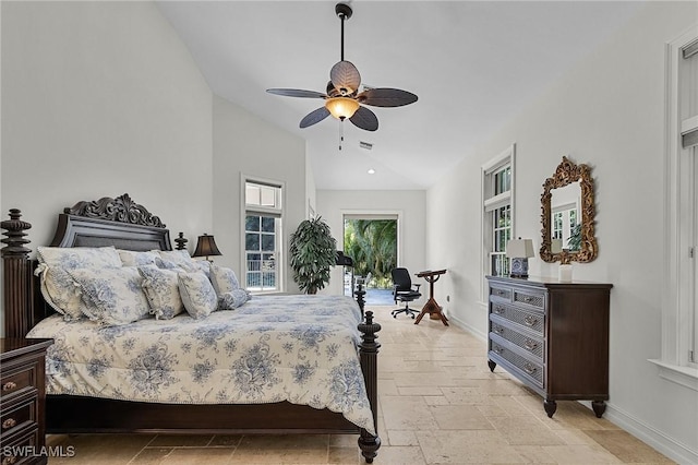 bedroom featuring ceiling fan