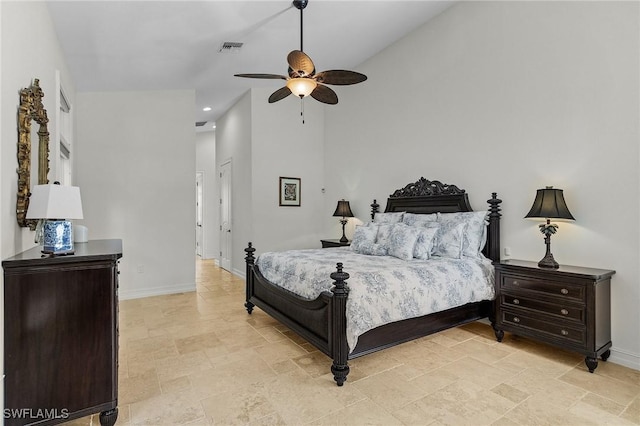 bedroom featuring ceiling fan