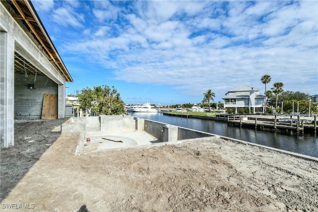 exterior space featuring a water view