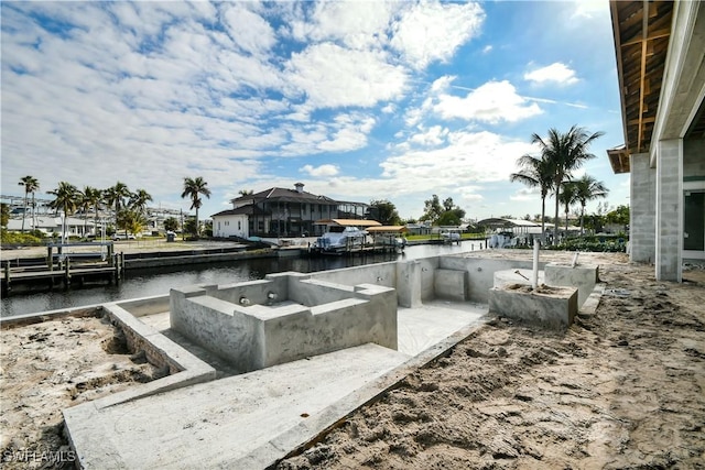 exterior space featuring a water view