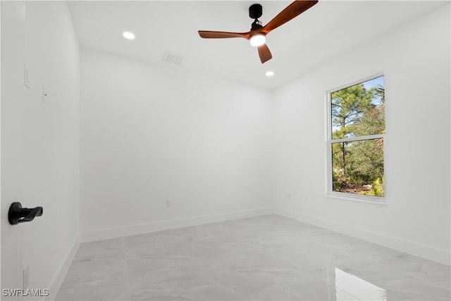 unfurnished room featuring ceiling fan