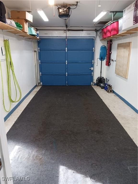 garage with a garage door opener