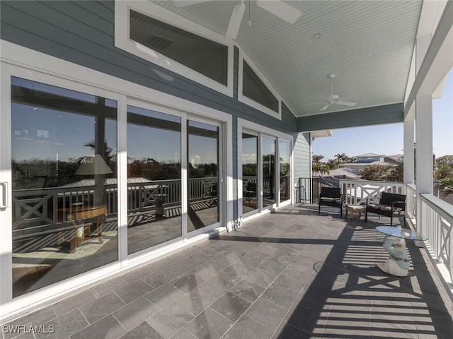 balcony with ceiling fan