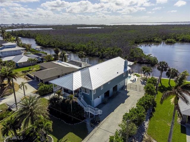 bird's eye view featuring a water view