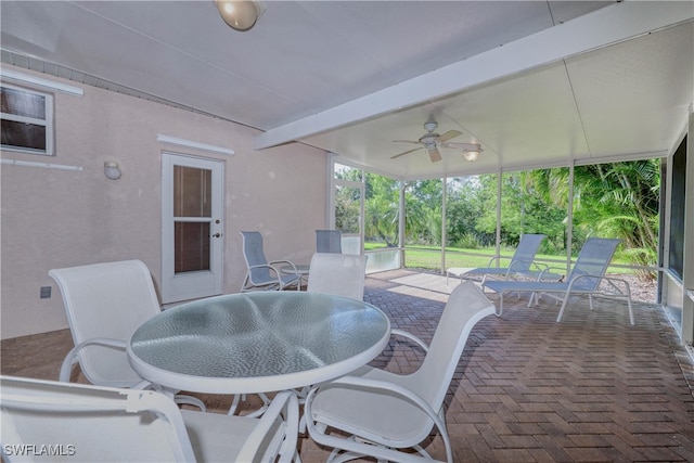 view of patio / terrace featuring ceiling fan