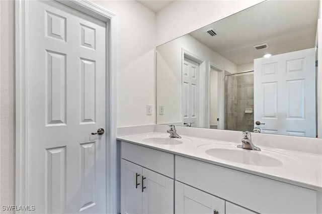 bathroom featuring vanity and walk in shower