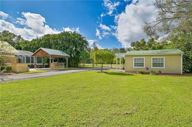 view of yard with a gazebo