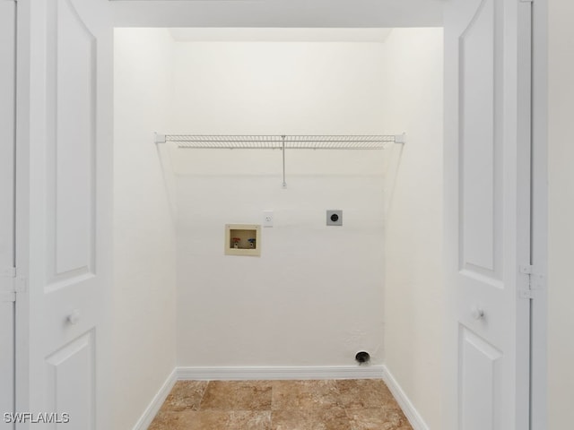 clothes washing area featuring electric dryer hookup and hookup for a washing machine