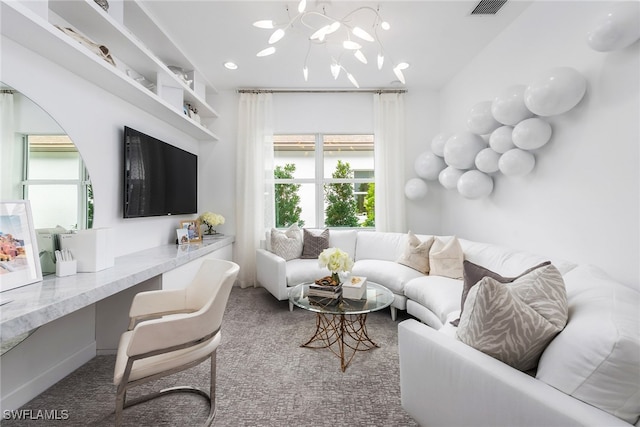 carpeted living room featuring a wealth of natural light