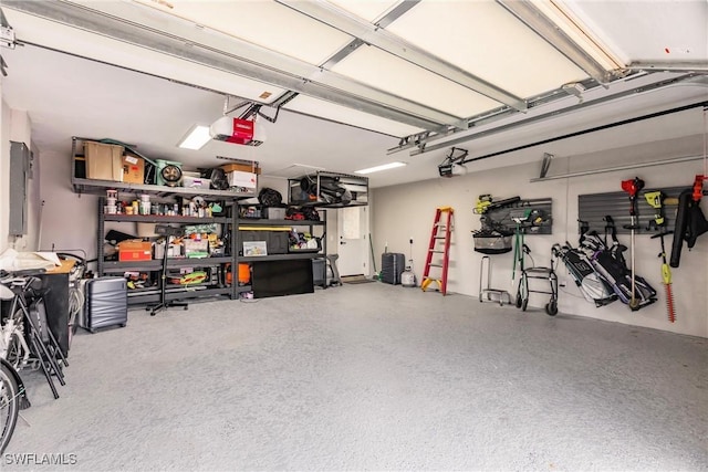 garage with a garage door opener