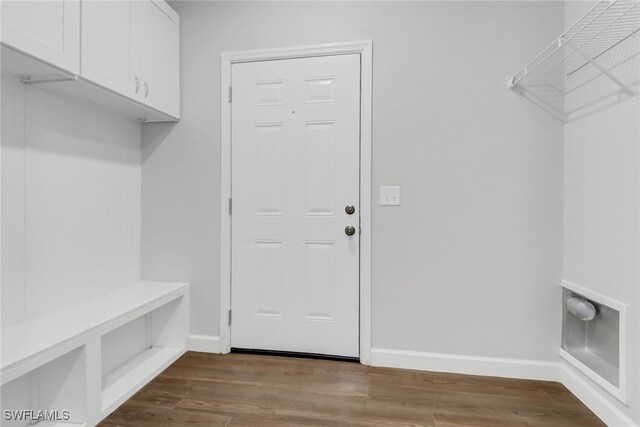 837 Da Vinci Ave S, Lehigh Acres, FL 33974 - mudroom with dark wood-style flooring and baseboards