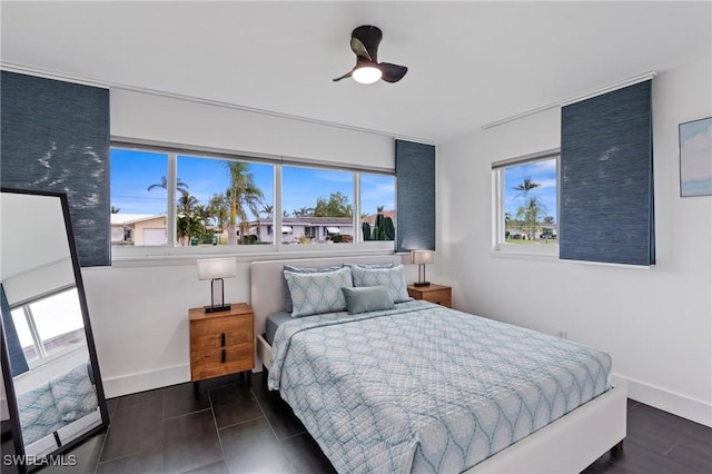 bedroom featuring ceiling fan