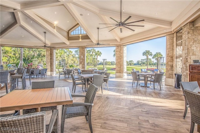 view of patio with ceiling fan