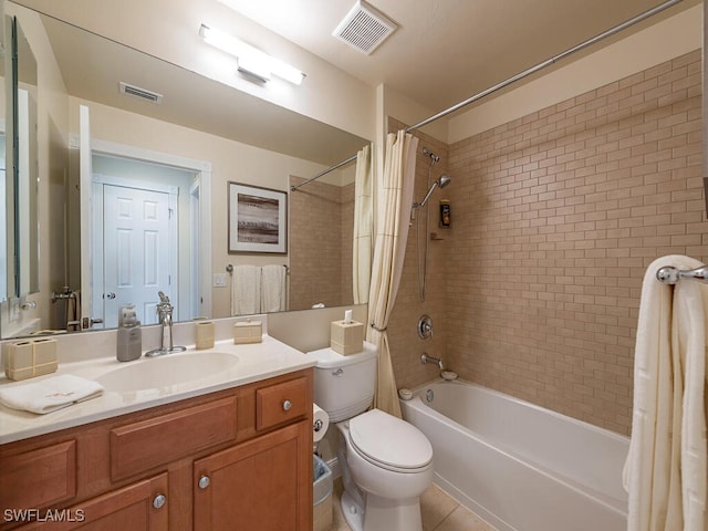 full bathroom with shower / bath combo, vanity, and toilet