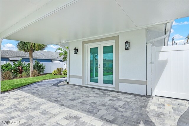 view of patio featuring french doors