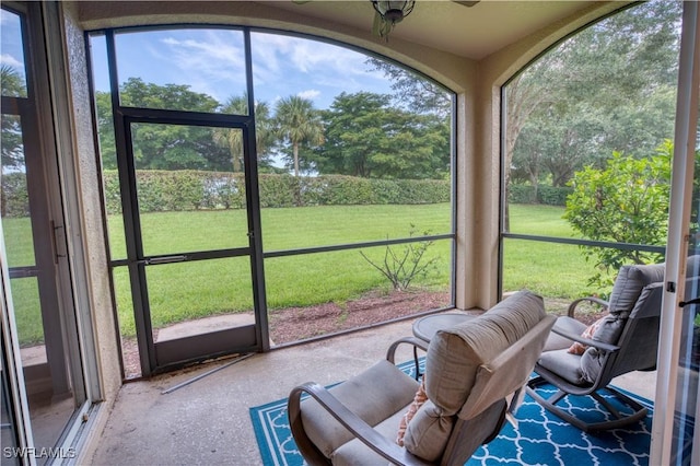 view of unfurnished sunroom