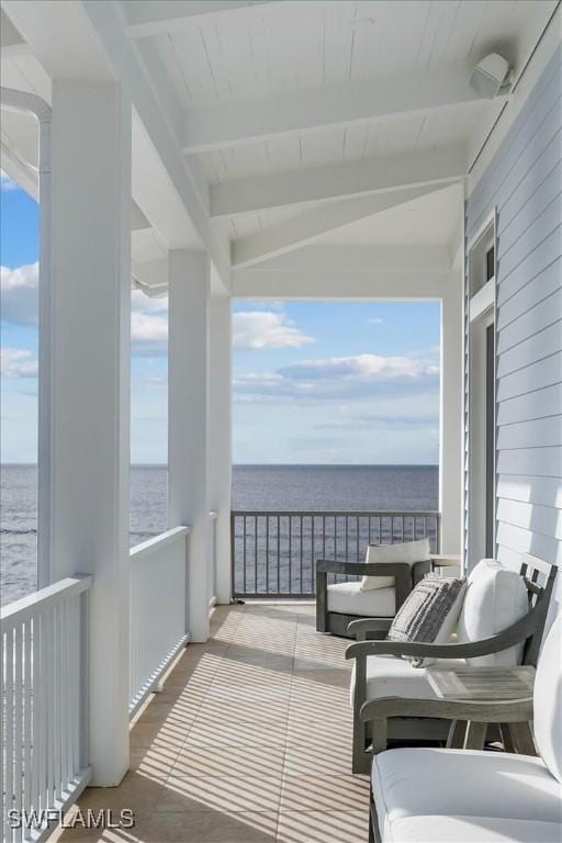 balcony with a water view