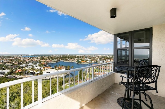 balcony with a water view