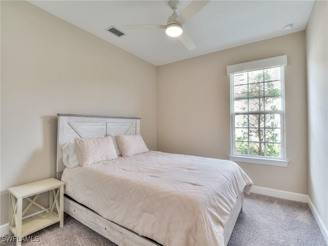 bedroom with carpet and ceiling fan