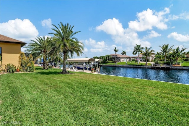 water view with a dock