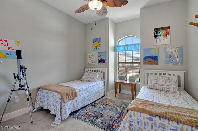 bedroom featuring ceiling fan