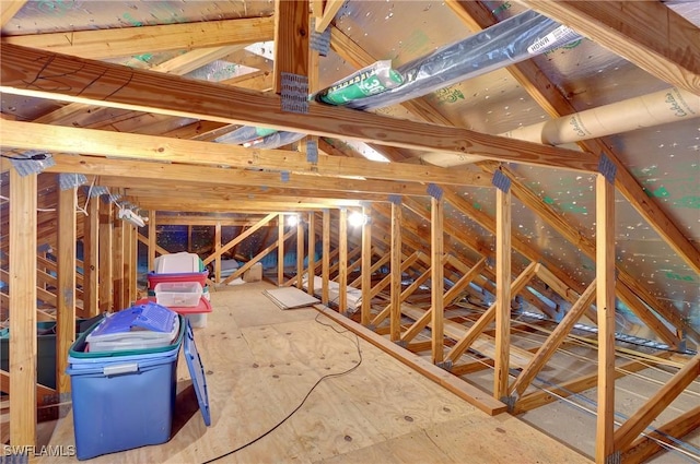 view of unfinished attic