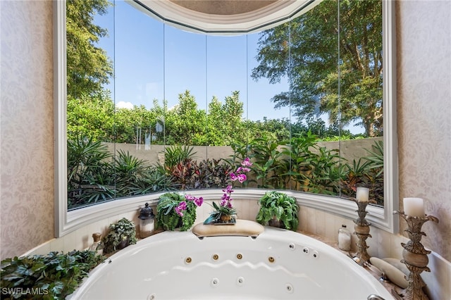 bathroom with a washtub