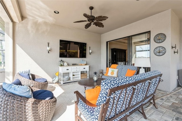 view of patio with ceiling fan